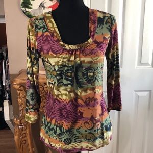 Vintage Suzie Multi Color 3/4 Sleeves Top